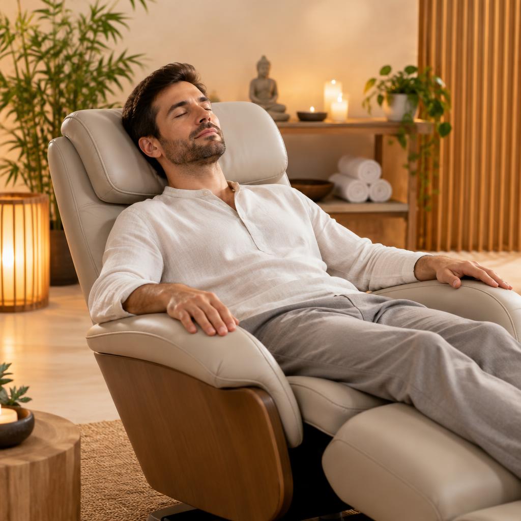 Man relaxing in a wellness recliner